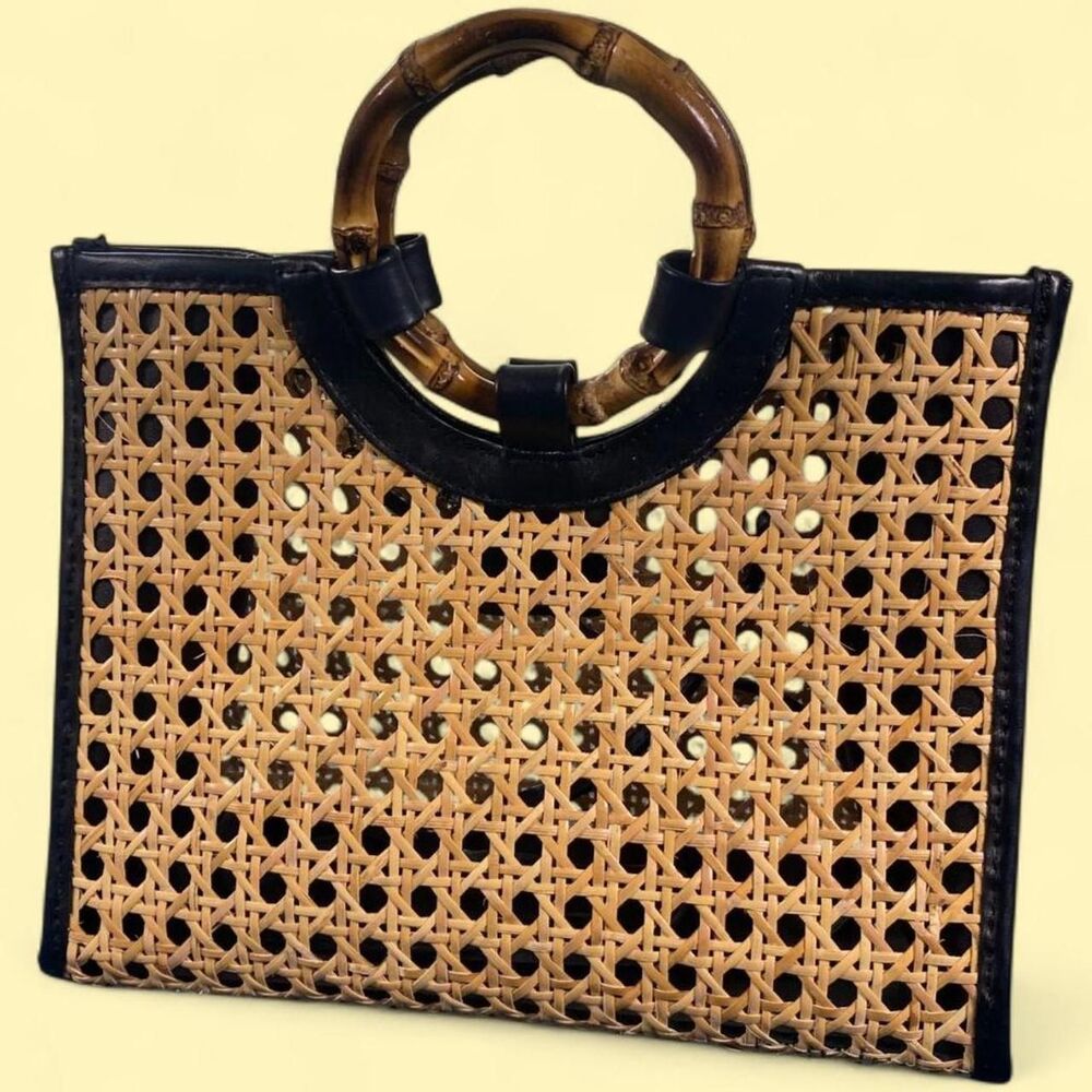 My Style Bag Milano Italian Leather and Rattan Crossbody Handbag